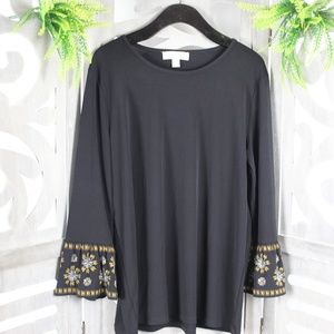 Michael Kors Black Bell Sleeve Top New Size XL